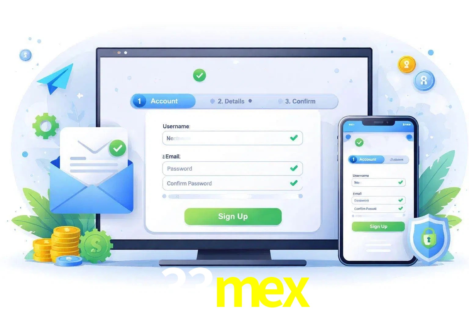 Registro de nuevo usuario y configuración de cuenta 33mex